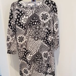 Loft black/white print dress, size SP - NEW